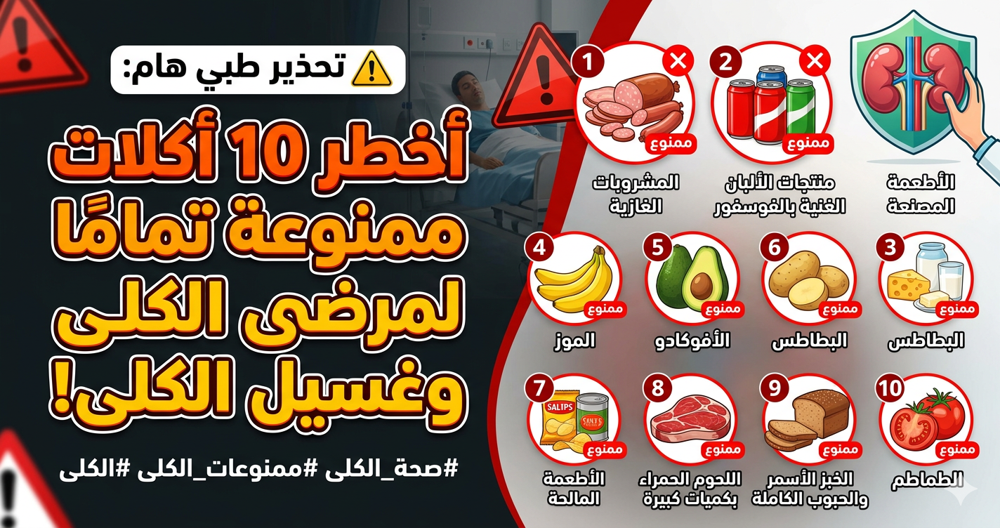 أخطر 10 أكلات ممنوعة تمامًا لمرضى الكلى وغسيل الكلى