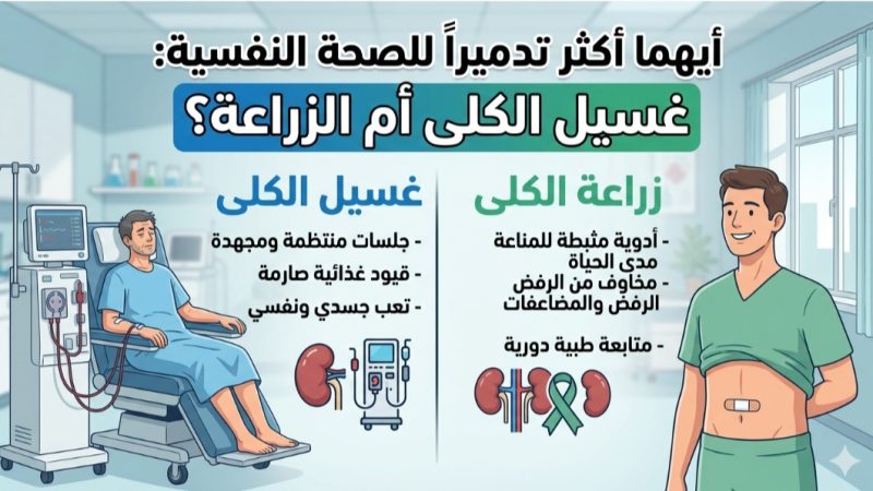 ايهما يدمر الصحة النفسية اكثر غسيل الكلى أم الزراعة؟