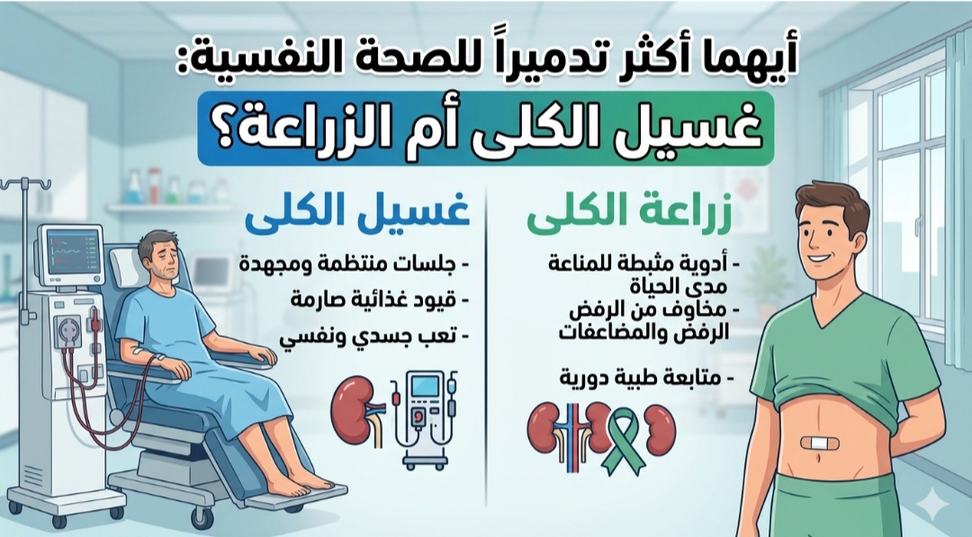 ايهما يدمر الصحة النفسية اكثر غسيل الكلى أم الزراعة؟