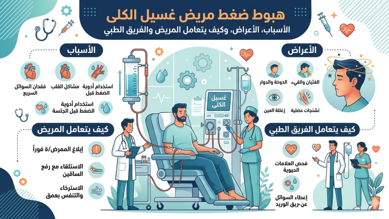 هبوط ضغط مريض غسيل الكلى: العلاج وكيف يتعامل المريض والفريق الطبي؟