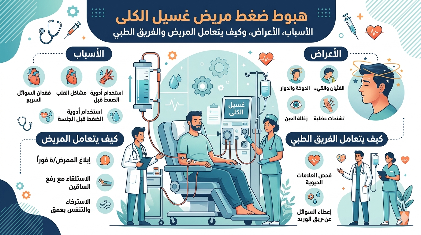 هبوط ضغط مريض غسيل الكلى: العلاج وكيف يتعامل المريض والفريق الطبي؟